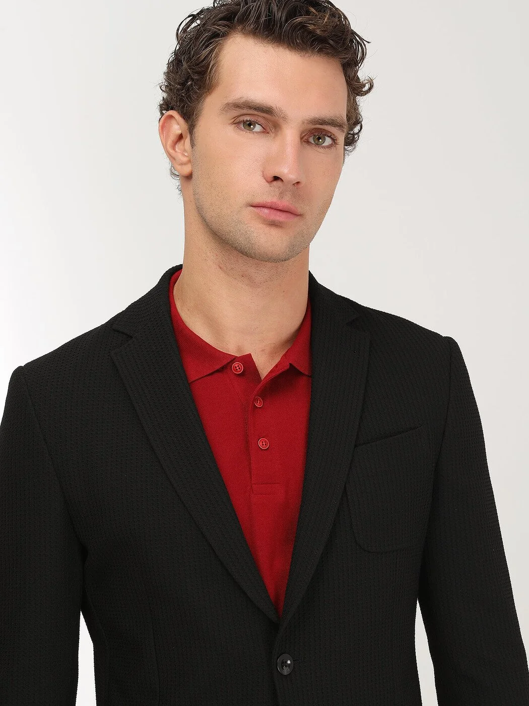 Siyah Desenli Modern Fit Ceket - 4