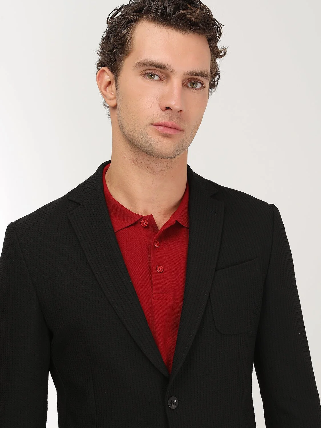 Siyah Desenli Modern Fit Ceket - 4