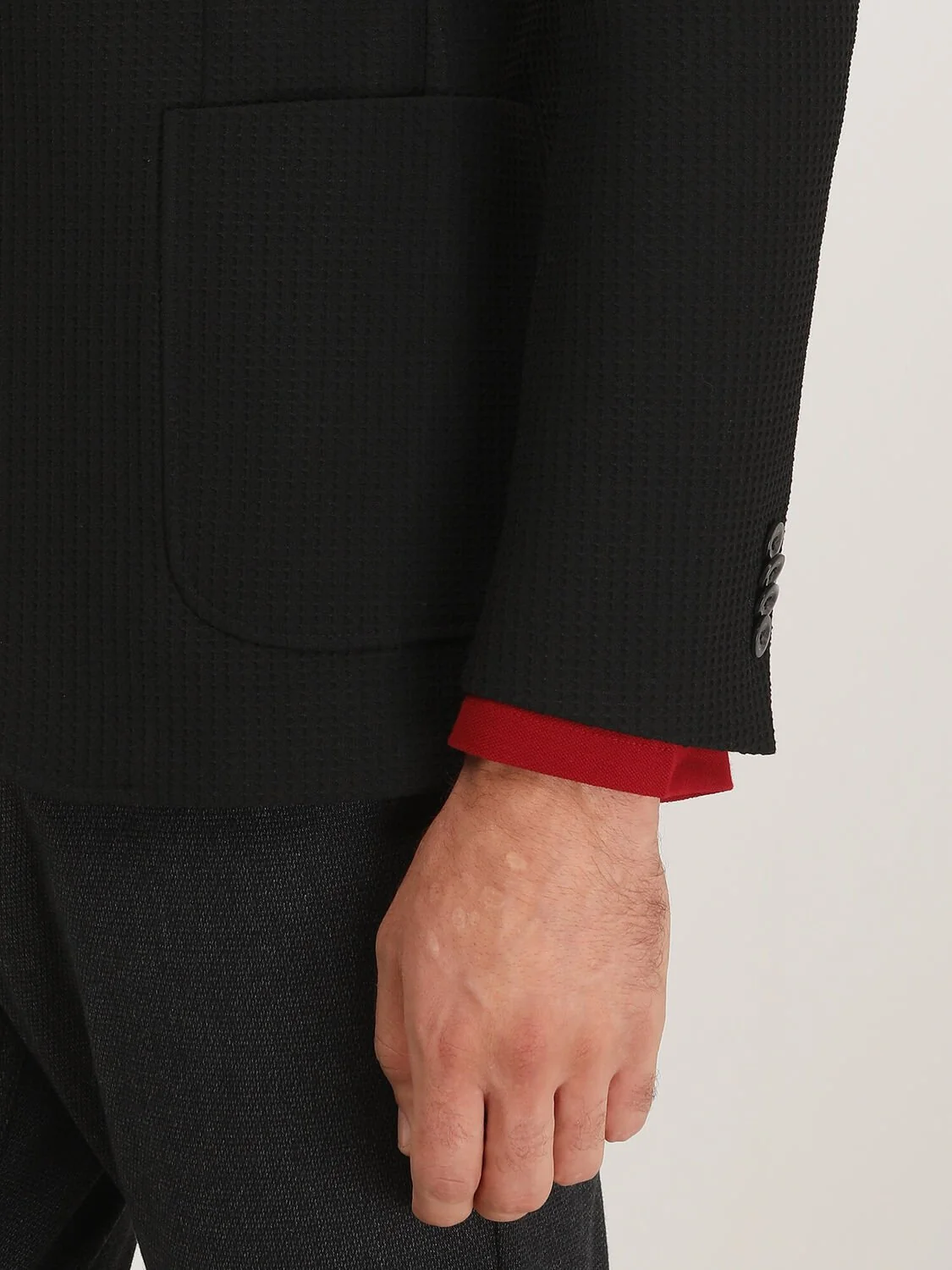 Siyah Desenli Modern Fit Ceket - 5
