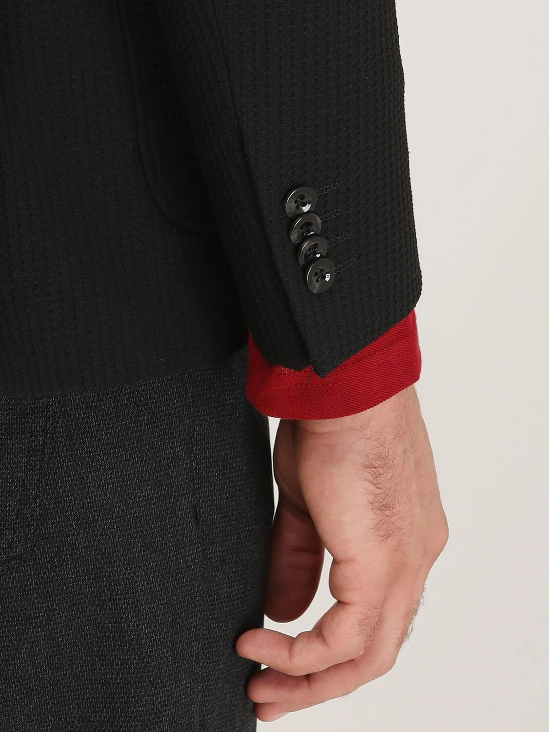 Siyah Desenli Modern Fit Ceket - 6