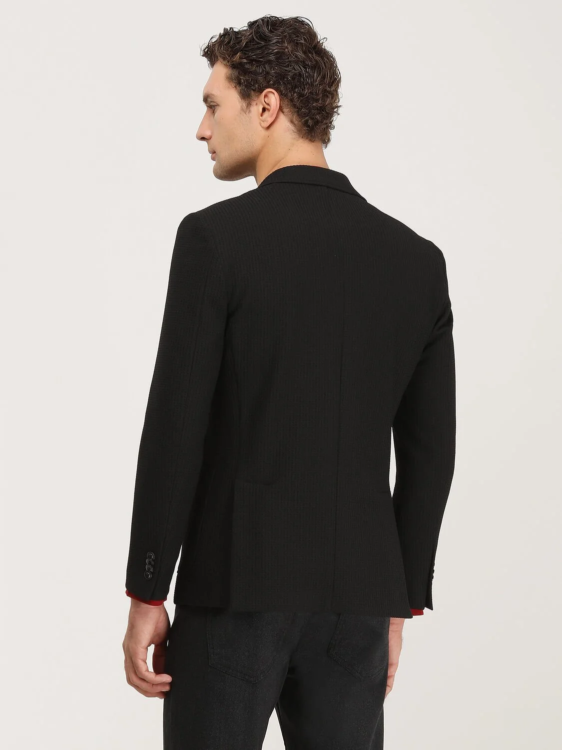 Siyah Desenli Modern Fit Ceket - 7