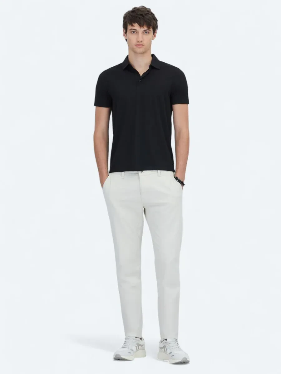 Siyah Desenli Polo Yaka T-Shirt - 2