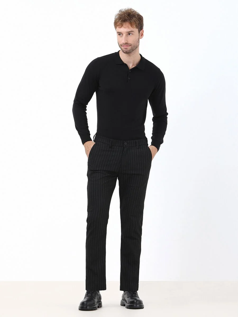 Siyah Dokuma Casual Pantolon - 2