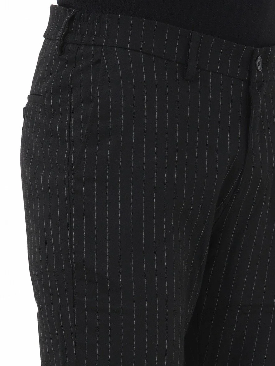 Siyah Dokuma Casual Pantolon - 3