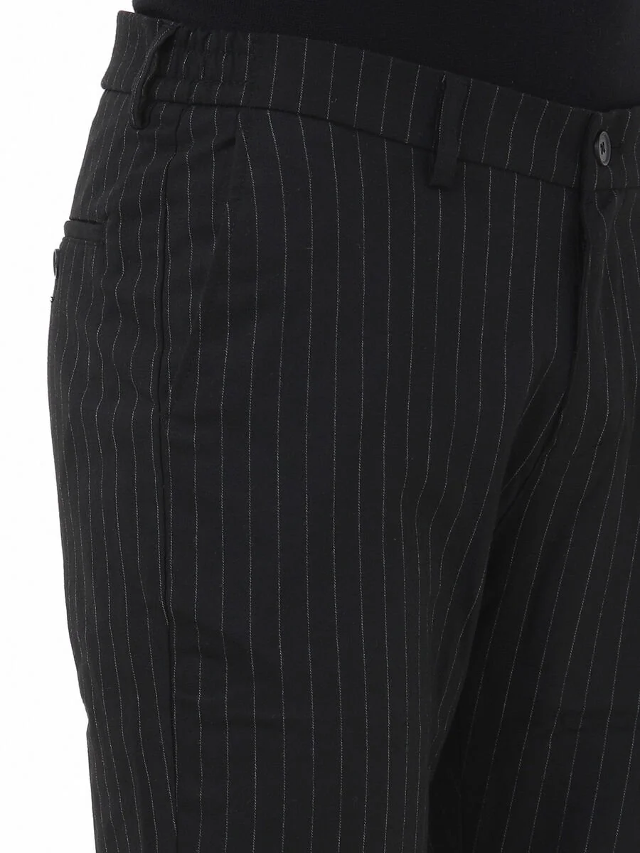 Siyah Dokuma Casual Pantolon - 3