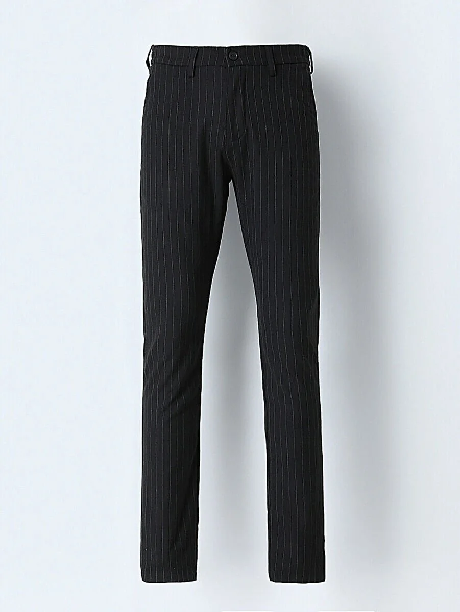 Siyah Dokuma Casual Pantolon - 5