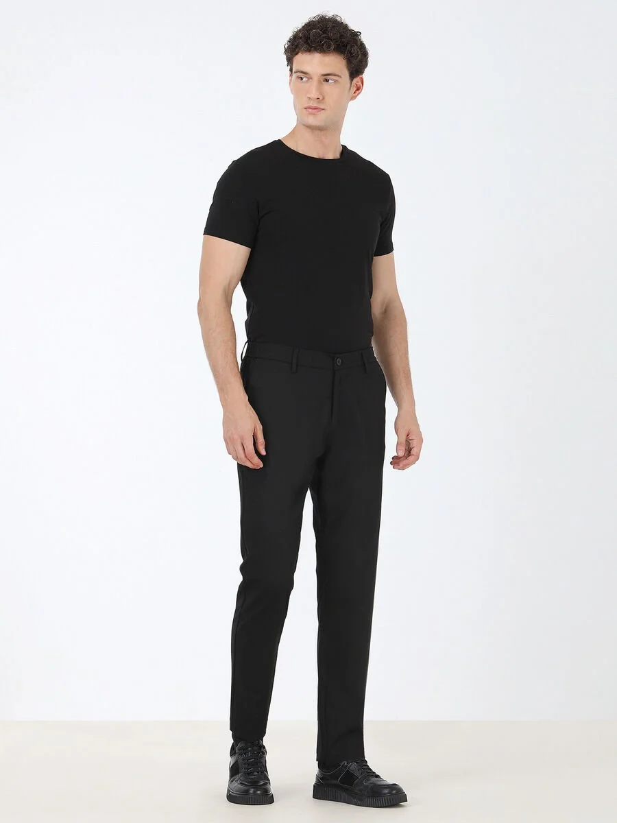 Siyah Dokuma Casual Pantolon - 2