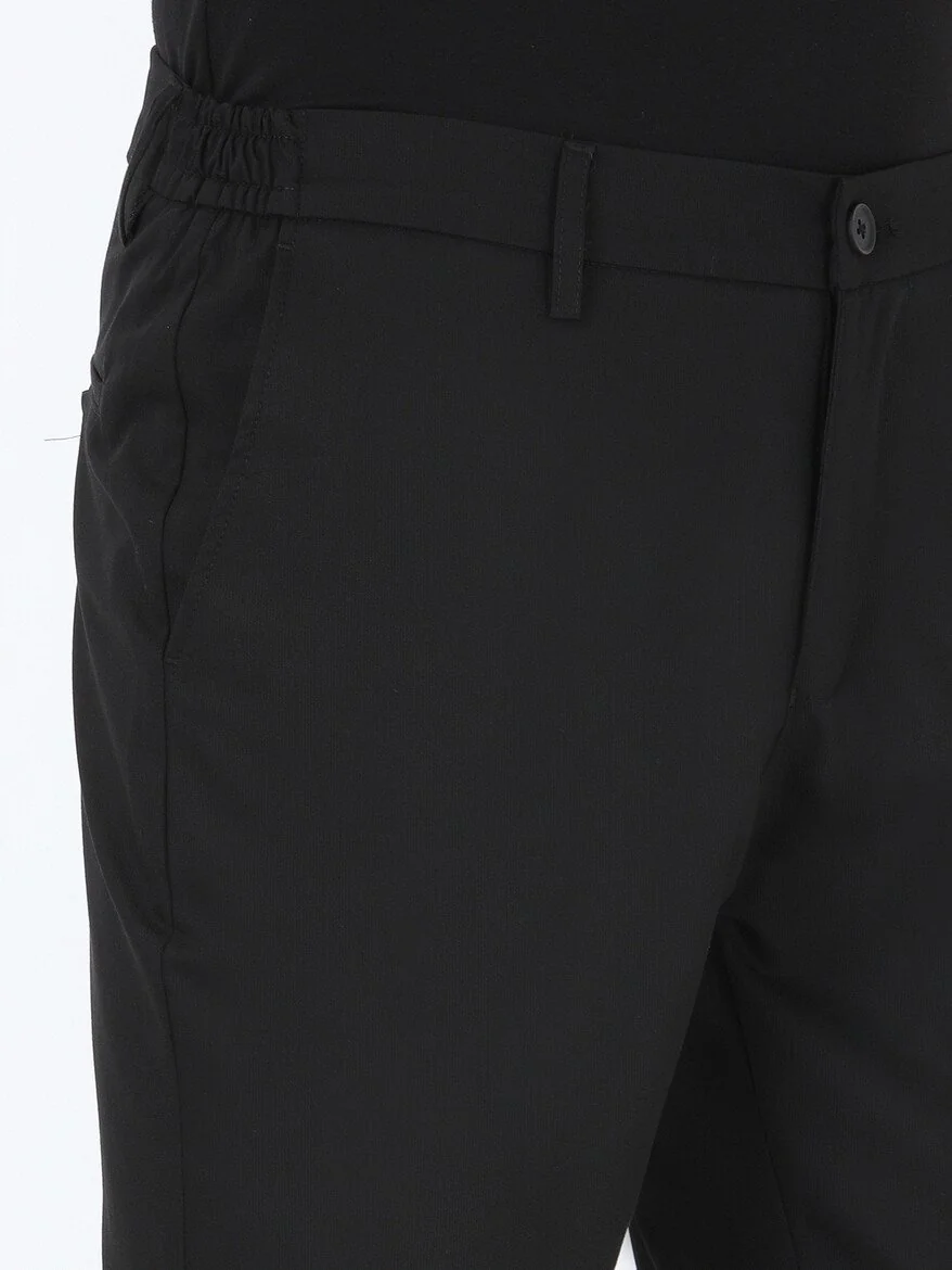 Siyah Dokuma Casual Pantolon - 3