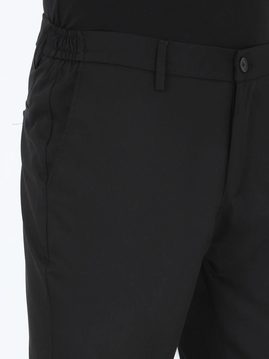Siyah Dokuma Casual Pantolon - 3