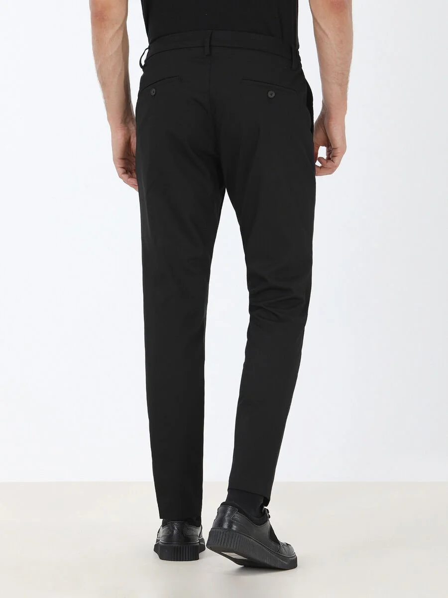 Siyah Dokuma Casual Pantolon - 4
