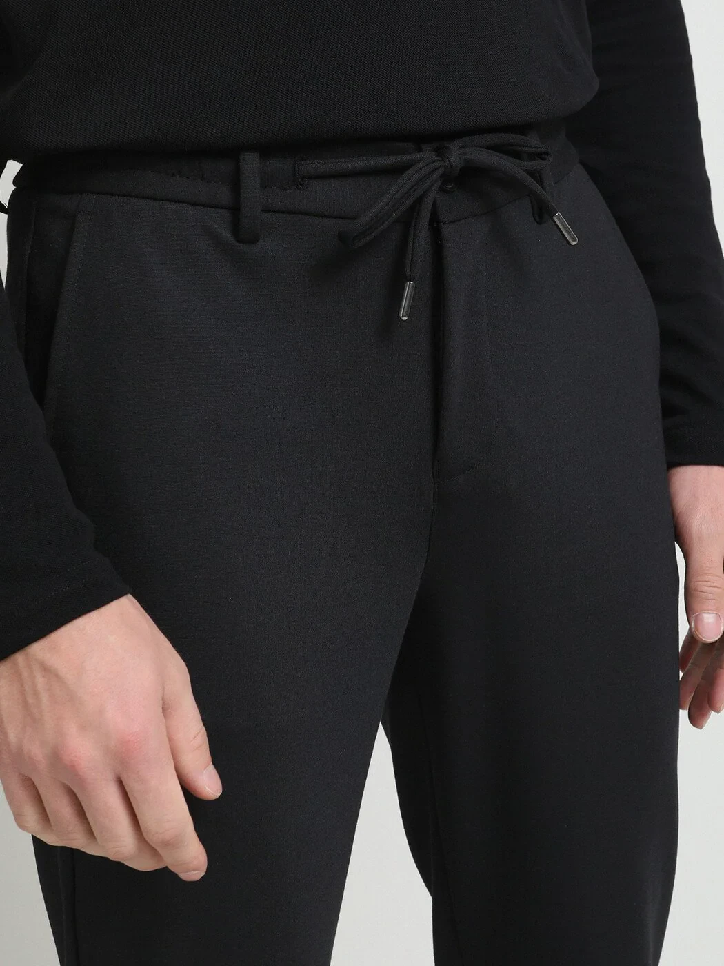 Siyah Dokuma Fitted Fit Smart Casual Pantolon - 2