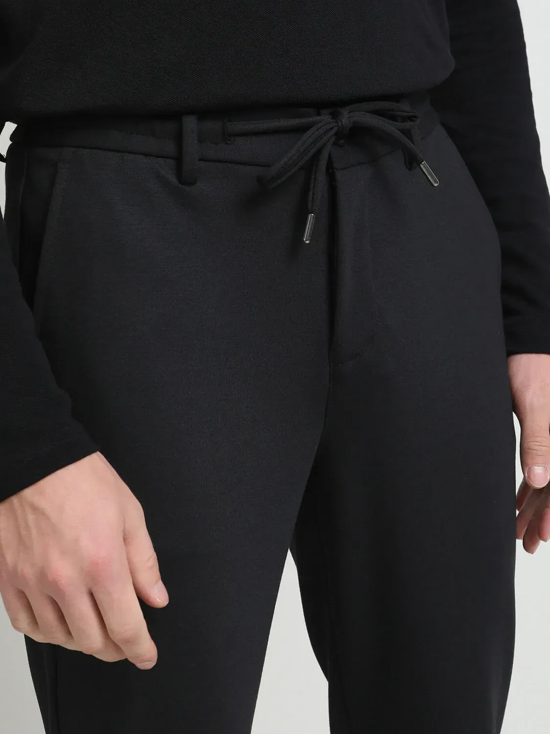 Siyah Dokuma Fitted Fit Smart Casual Pantolon - 2