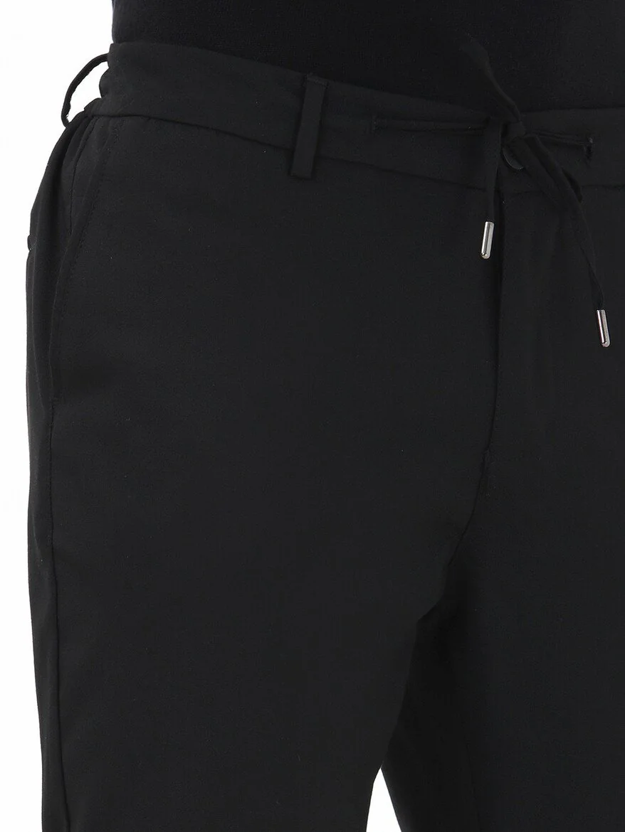 Siyah Dokuma Jogging Fit Casual Pantolon - 3