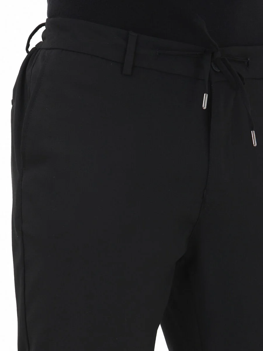 Siyah Dokuma Jogging Fit Casual Pantolon - 3