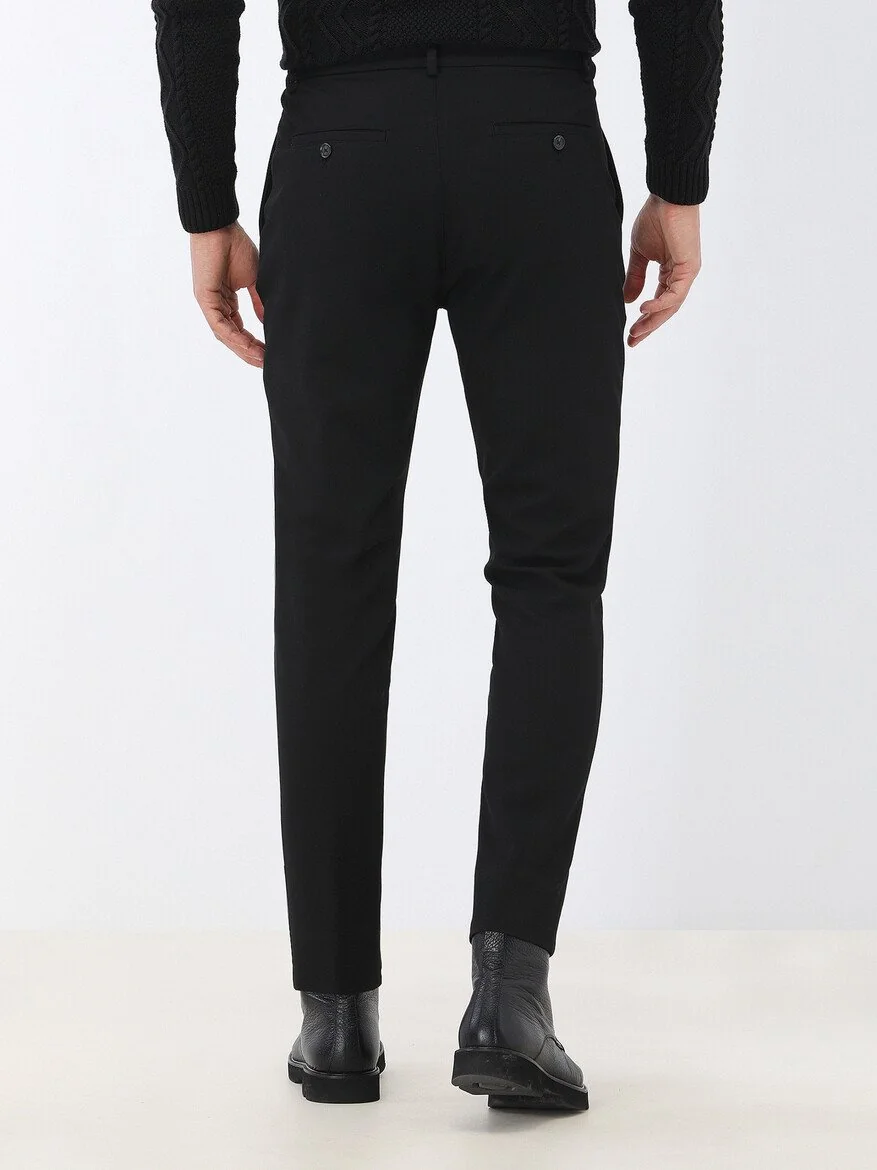 Siyah Dokuma Jogging Fit Casual Pantolon - 5