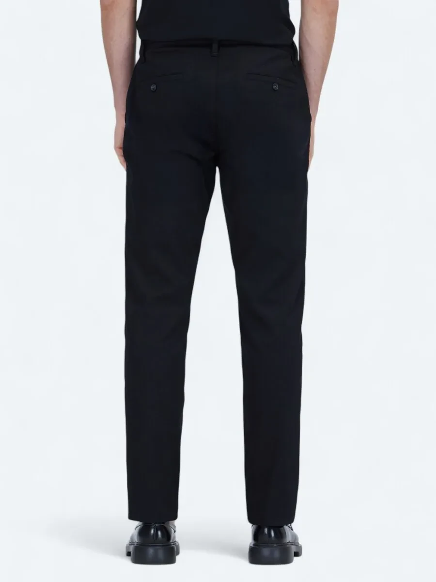 Siyah Düz Dokuma Jogging Fit Casual Pamuk Karışımlı Pantolon - 4