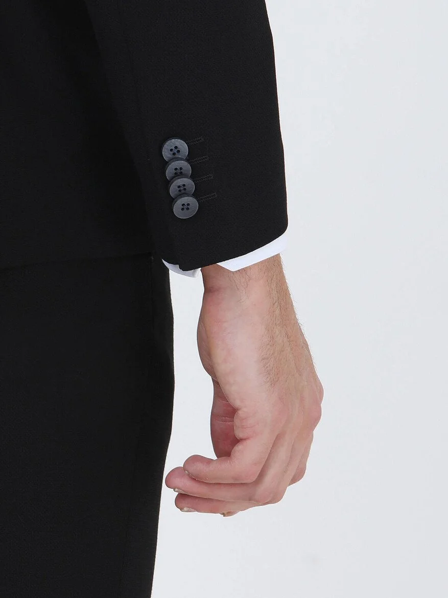 Siyah Düz Modern Fit Takım Elbise - 6