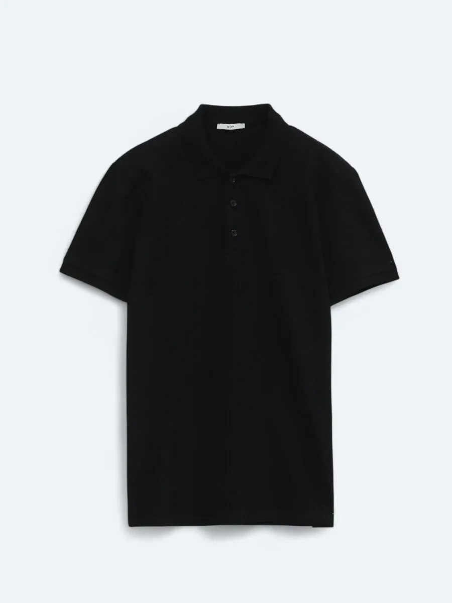 Siyah Düz Polo Yaka %100 Pamuk T-Shirt - 6