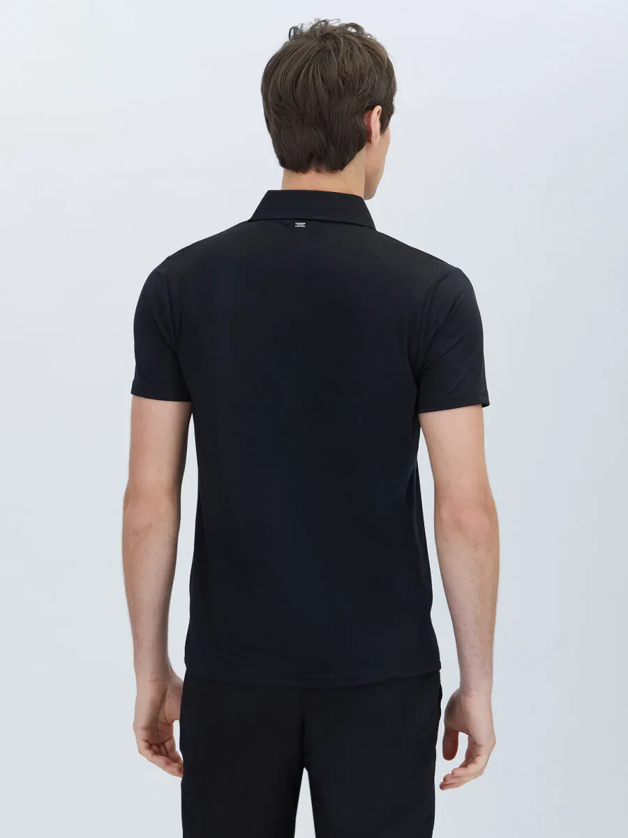 Siyah Düz Polo Yaka T-Shirt - 5