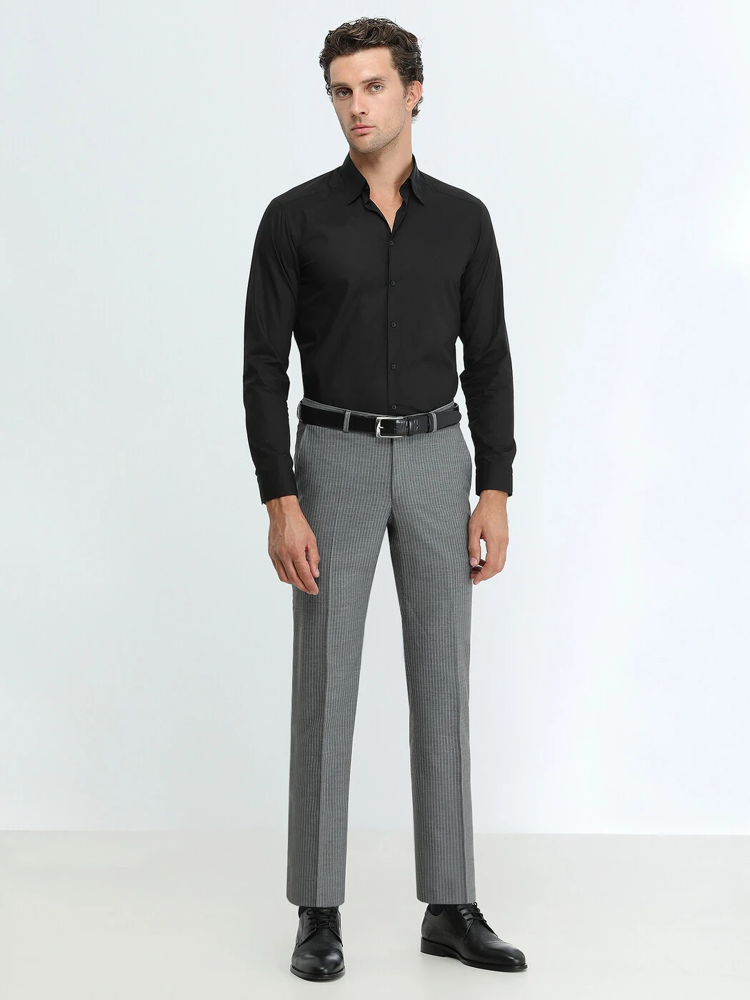 Siyah Düz Regular Fit Dokuma Casual %100 Pamuk Gömlek - 2
