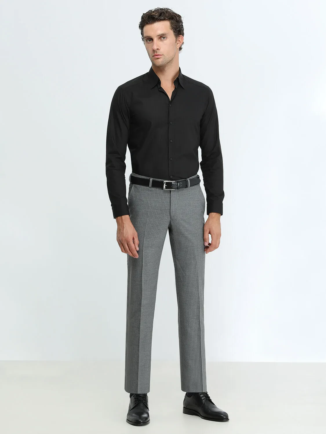 Siyah Düz Regular Fit Dokuma Casual %100 Pamuk Gömlek - 2