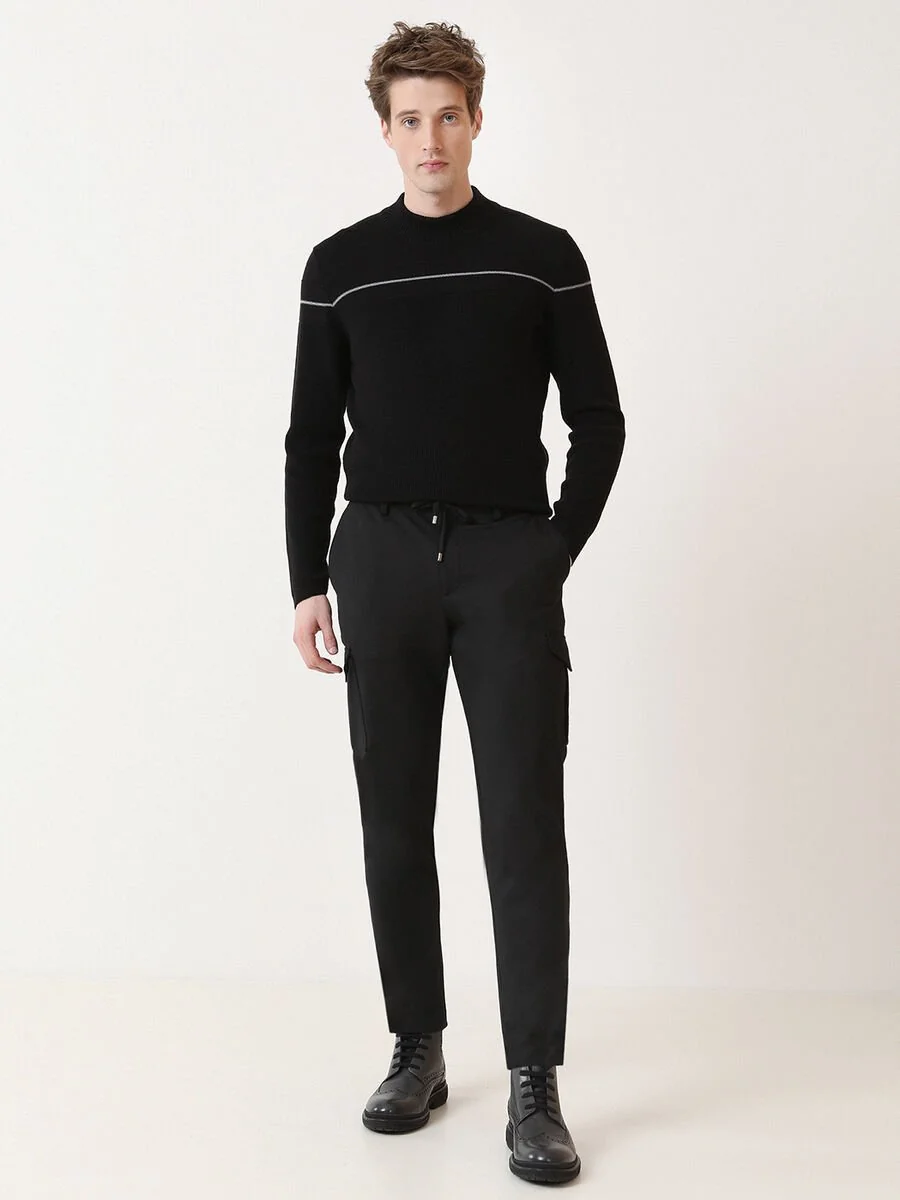 Siyah Örme Jogging Fit Casual Pantolon - 2