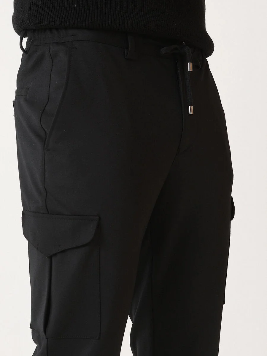 Siyah Örme Jogging Fit Casual Pantolon - 3