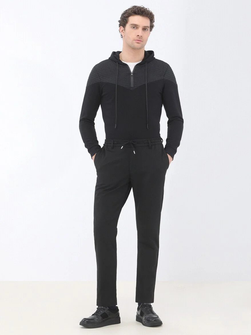 Siyah Örme Jogging Fit Casual Pantolon - 2