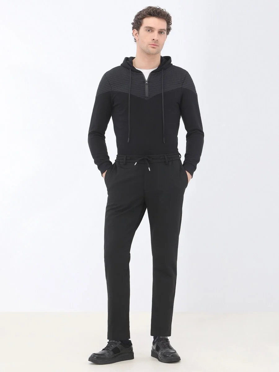 Siyah Örme Jogging Fit Casual Pantolon - 2