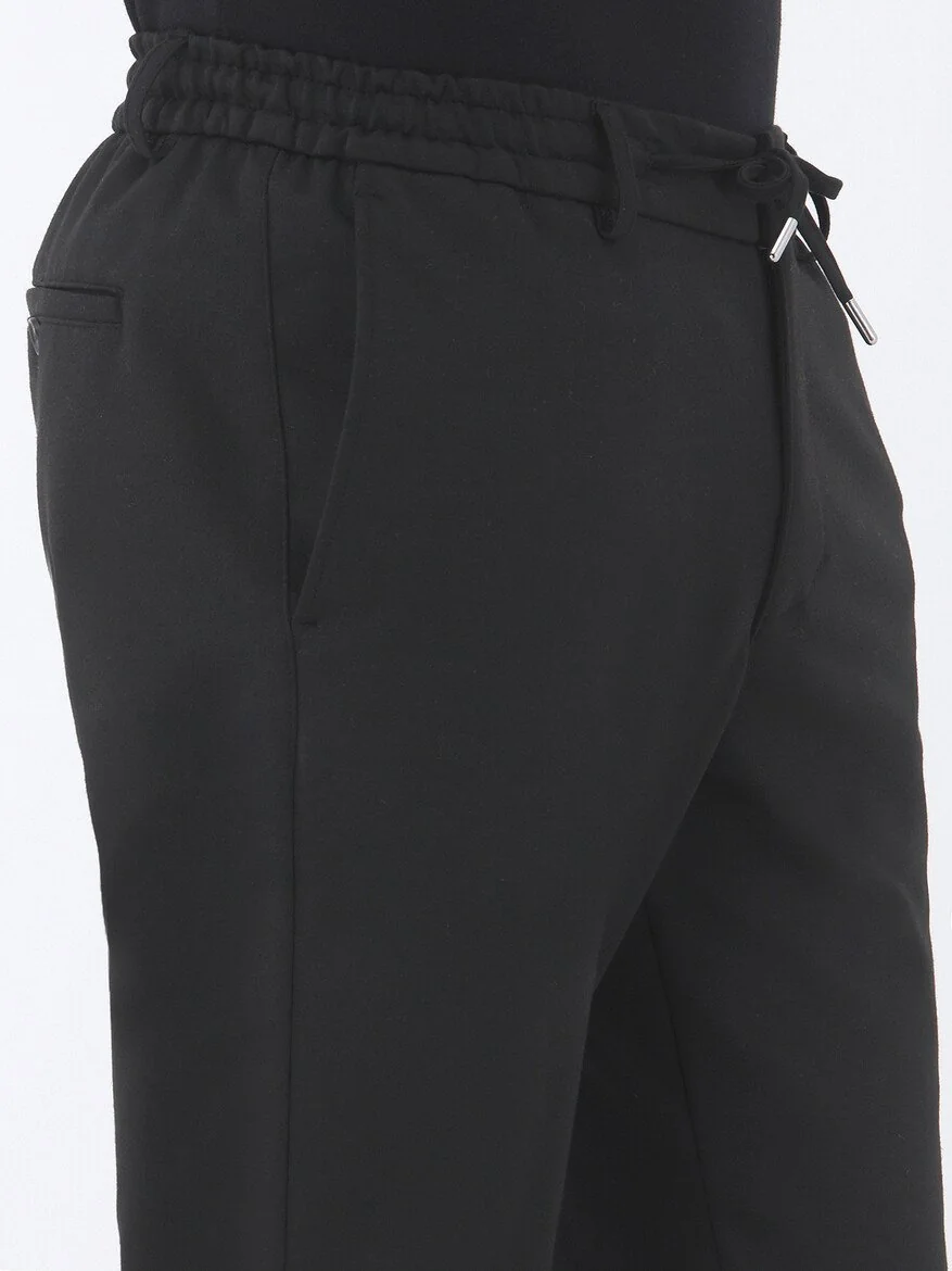 Siyah Örme Jogging Fit Casual Pantolon - 4