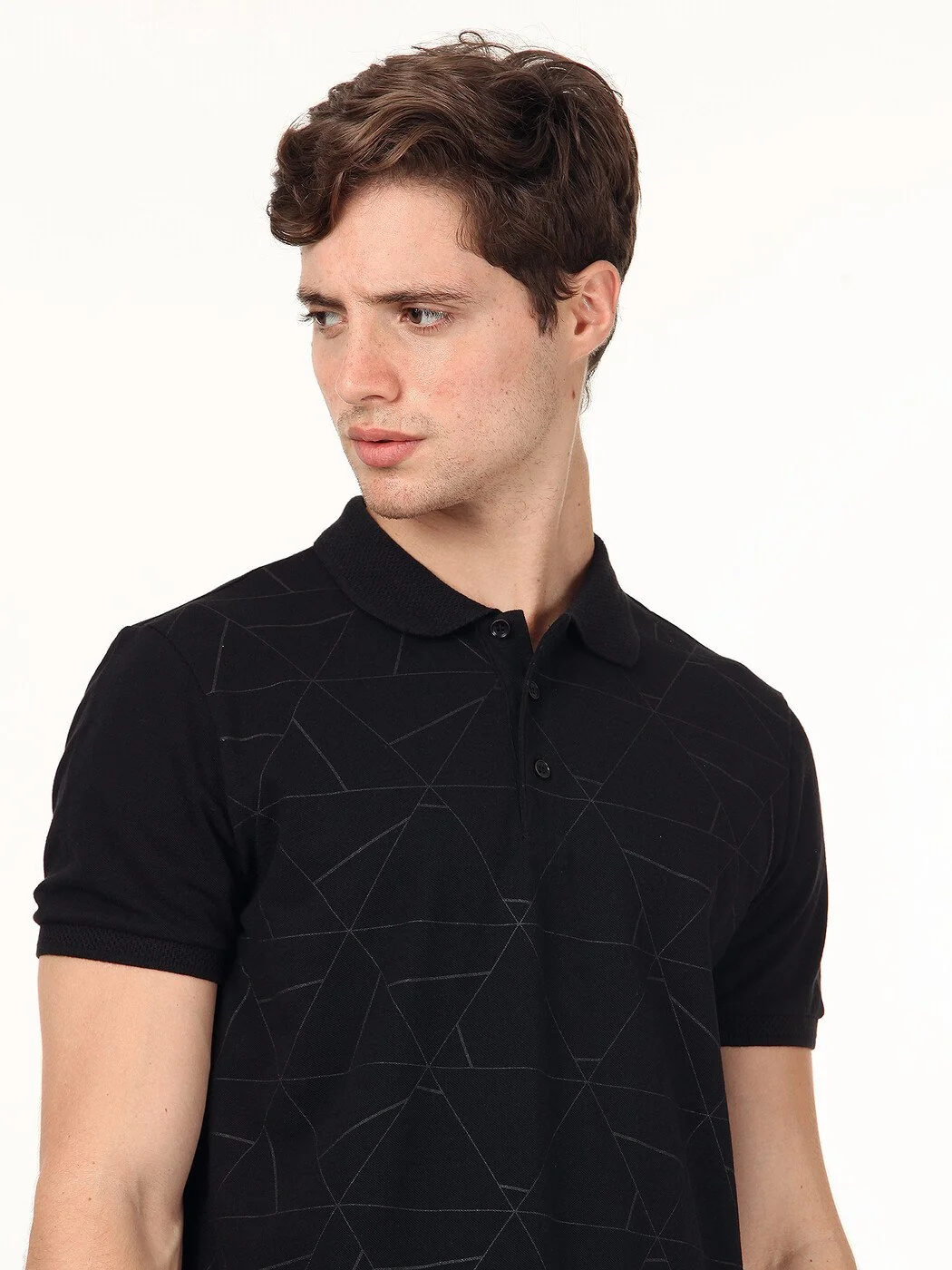 Siyah Polo Yaka %100 Pamuk T-Shirt - 2