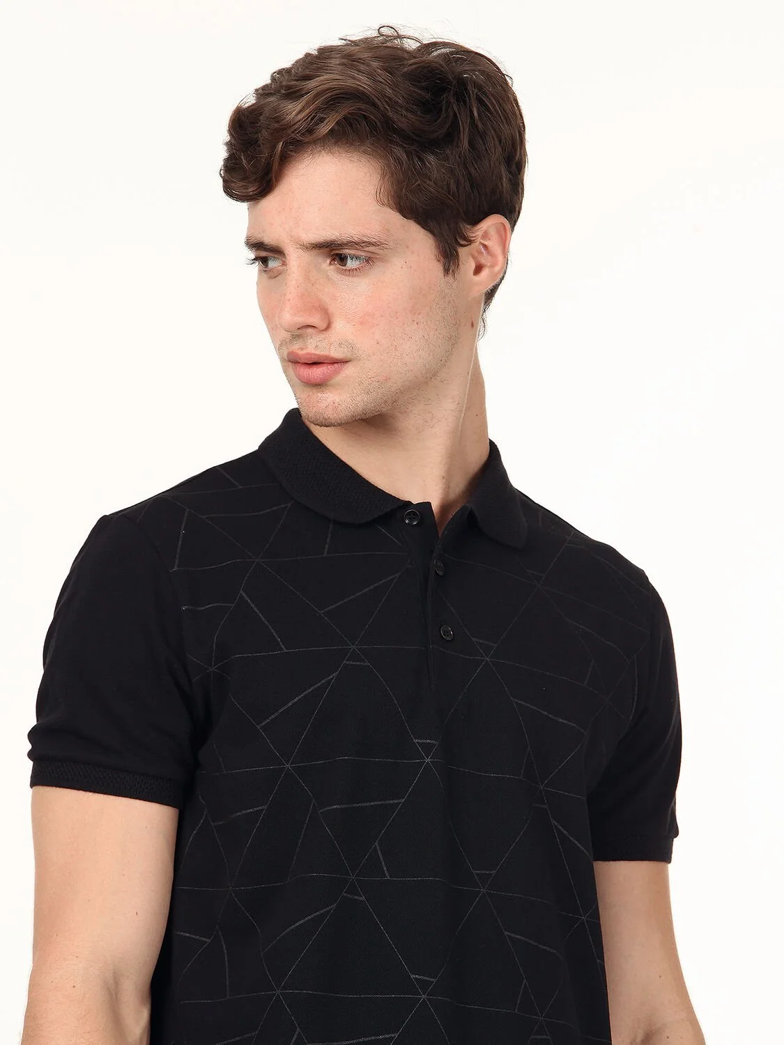 Siyah Polo Yaka %100 Pamuk T-Shirt - 2