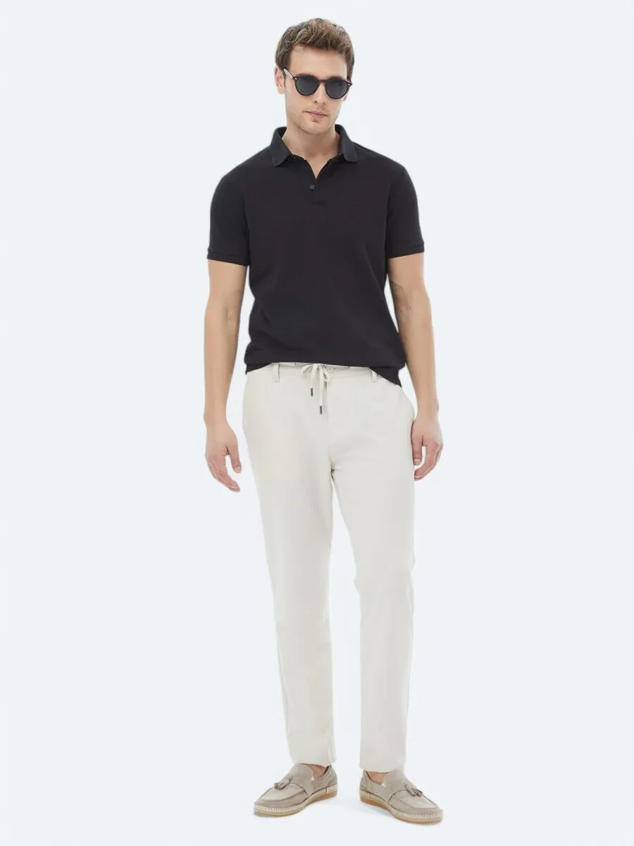 Siyah Polo Yaka %100 Pamuk T-Shirt - 3