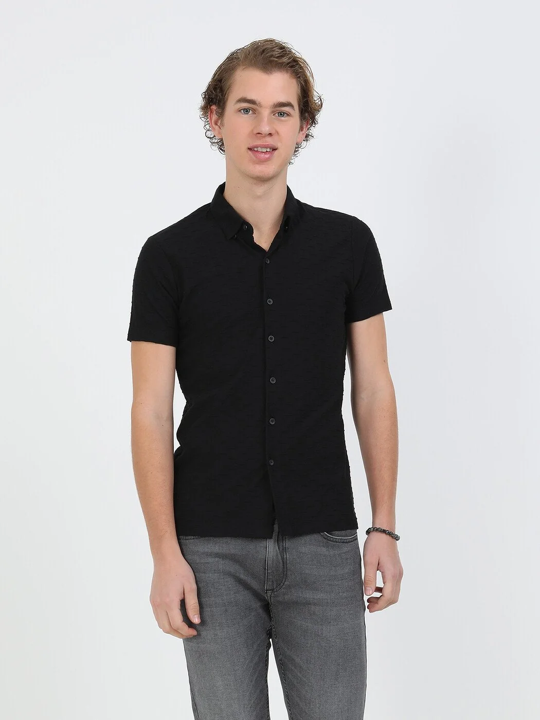 Siyah Regular Fit Casual %100 Pamuk Gömlek - 2