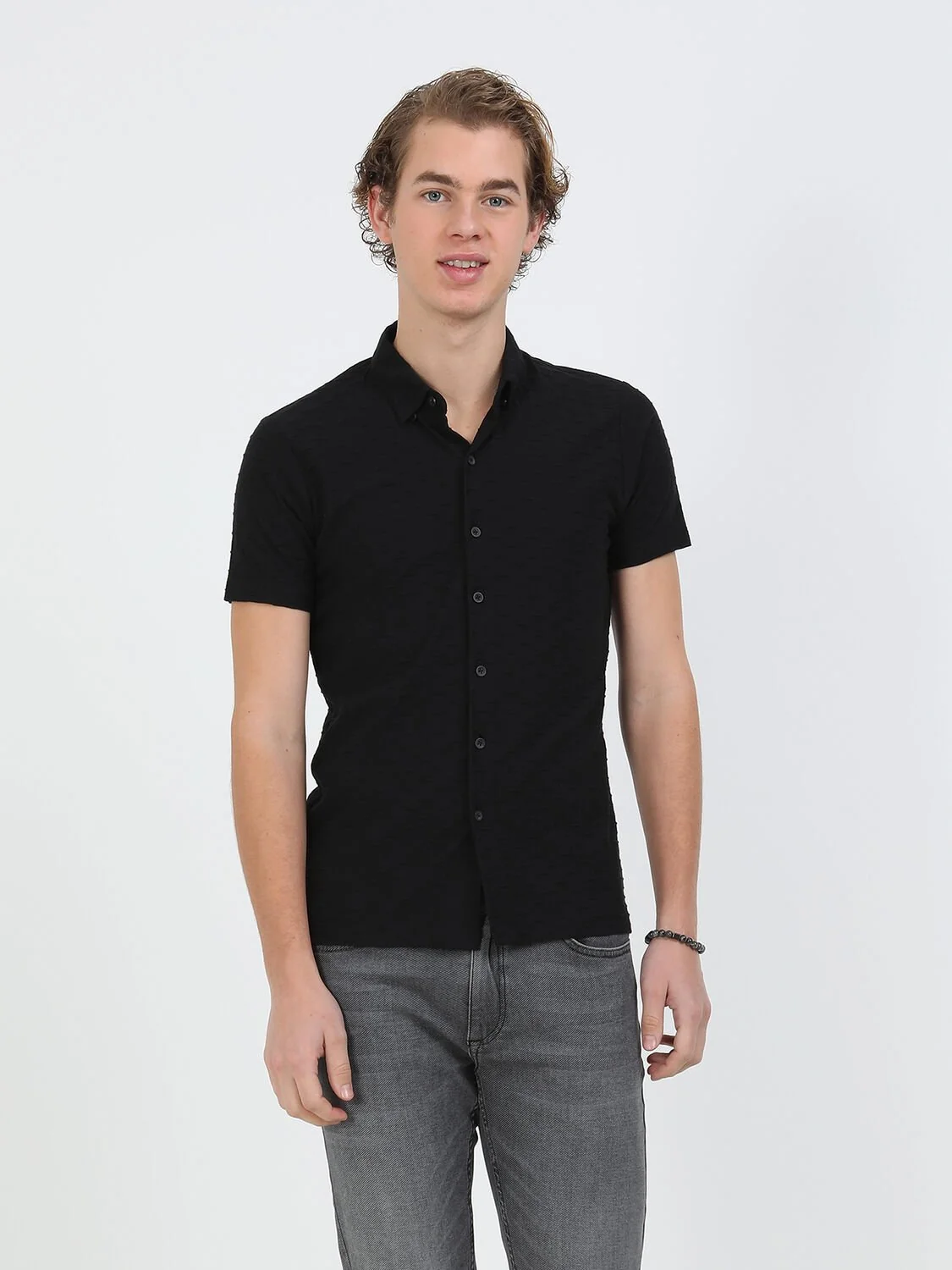 Siyah Regular Fit Casual %100 Pamuk Gömlek - 2
