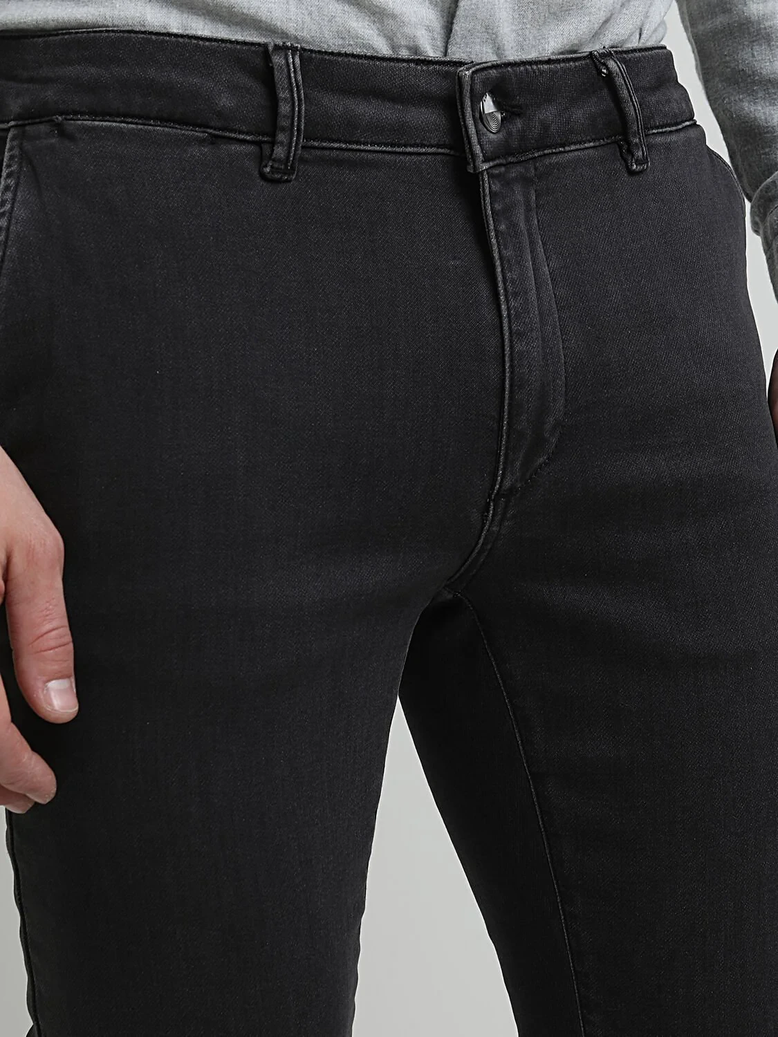 Siyah Slim Fit Denim Pamuk Karışımlı Pantolon - 2