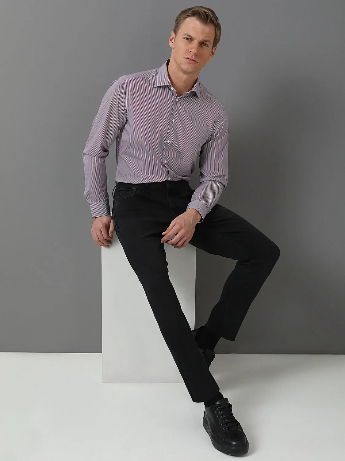 Siyah Slim Fit Denim Pamuk Karışımlı Pantolon - 2