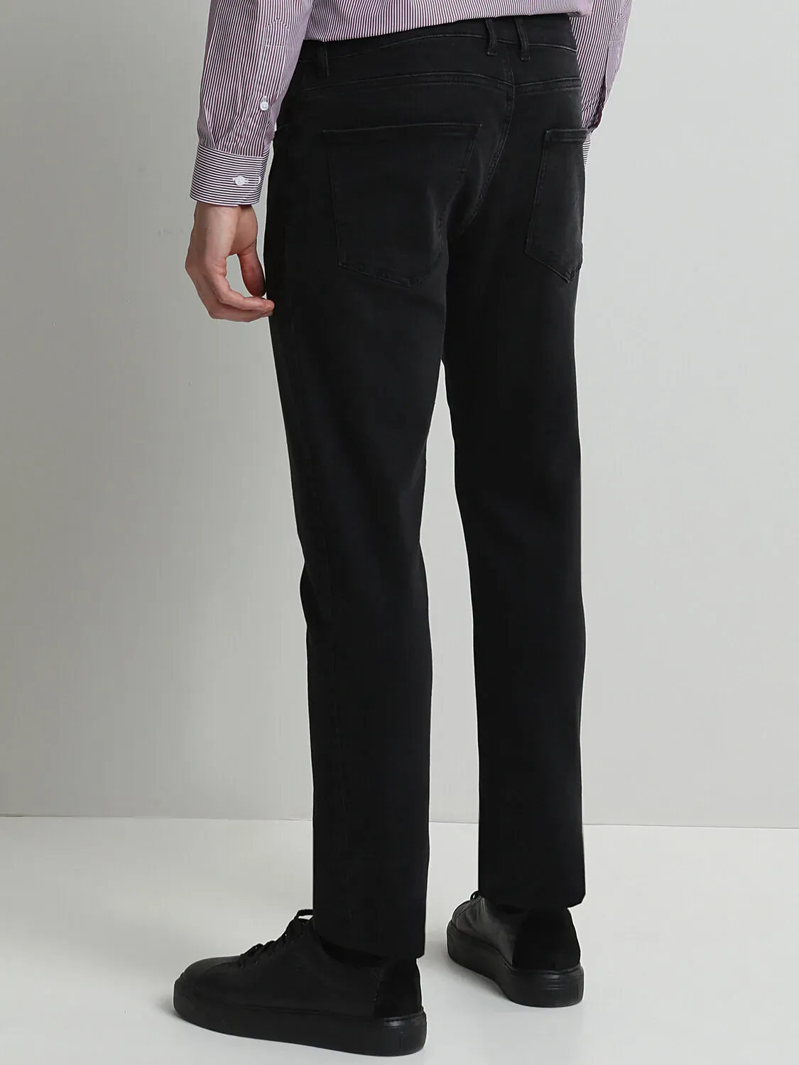 Siyah Slim Fit Denim Pamuk Karışımlı Pantolon - 4