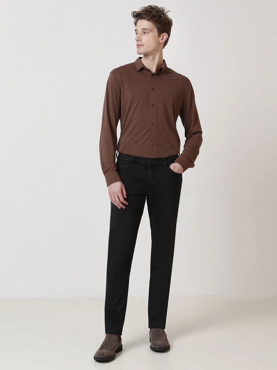Siyah Slim Fit Denim Pamuk Karışımlı Pantolon - 2
