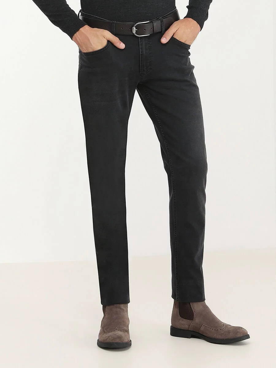Siyah Slim Fit Denim Pamuk Karışımlı Pantolon - 2