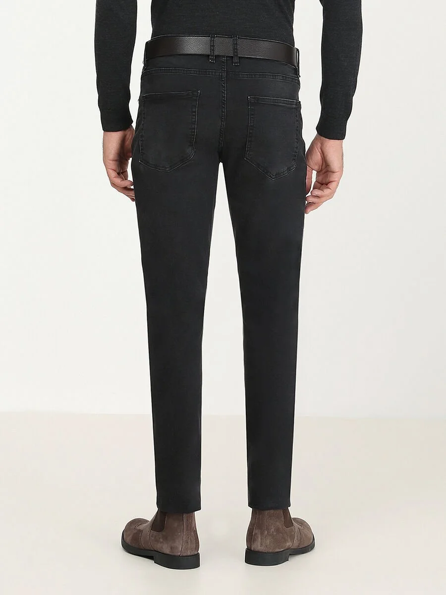 Siyah Slim Fit Denim Pamuk Karışımlı Pantolon - 5