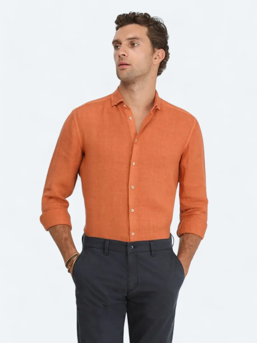 Somon Düz Regular Fit Dokuma Casual %100 Pamuk Gömlek - 1