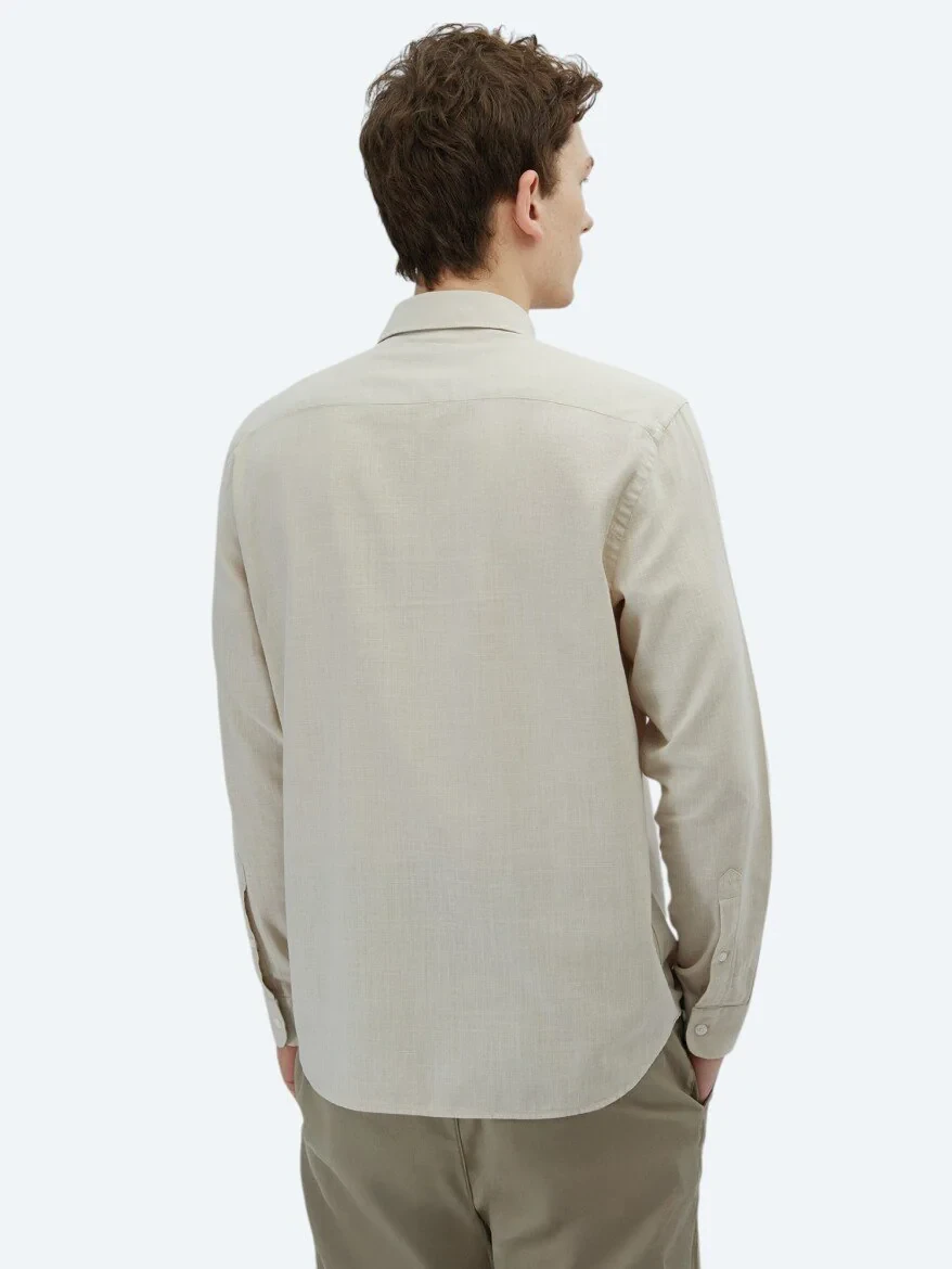 Stone Plain Weaving Casual 100% Cotton Shirt - 6