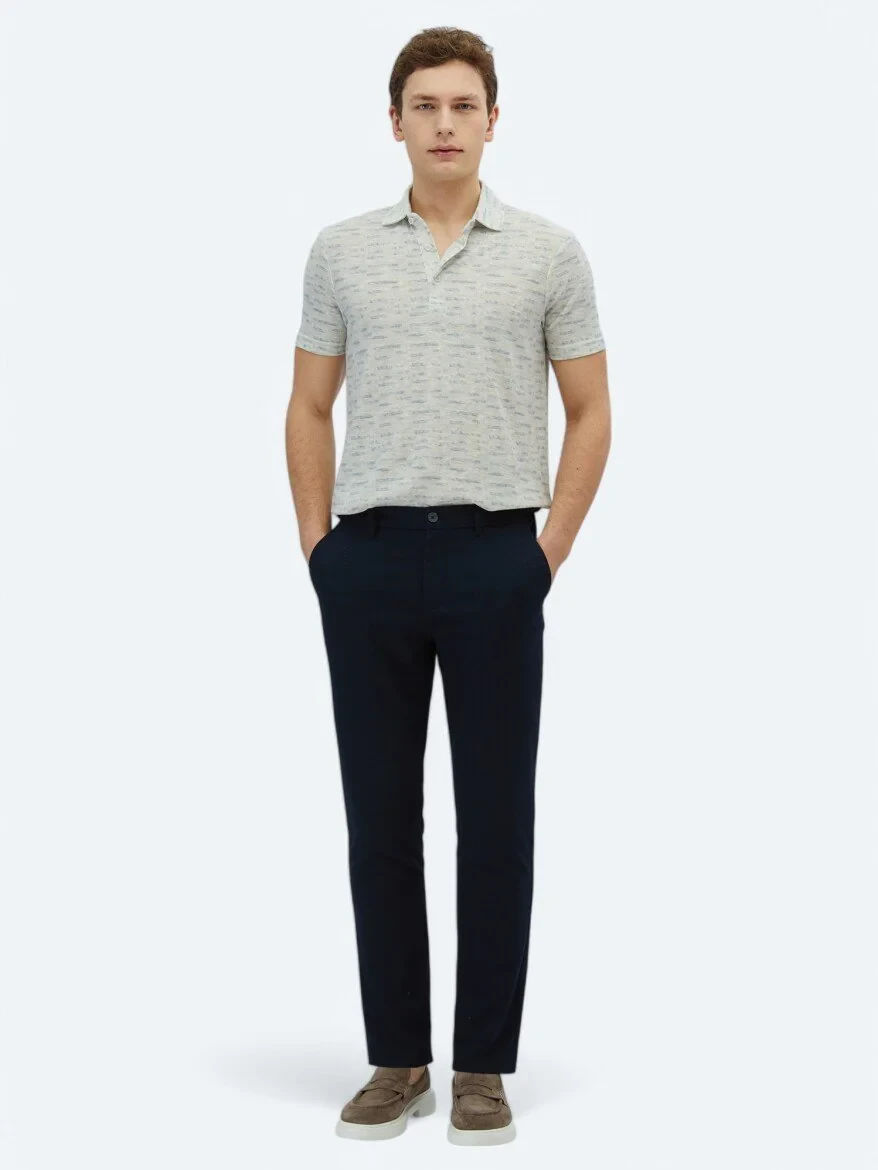 Stone Printed Polo Neck Cotton Blended T-Shirt - 2