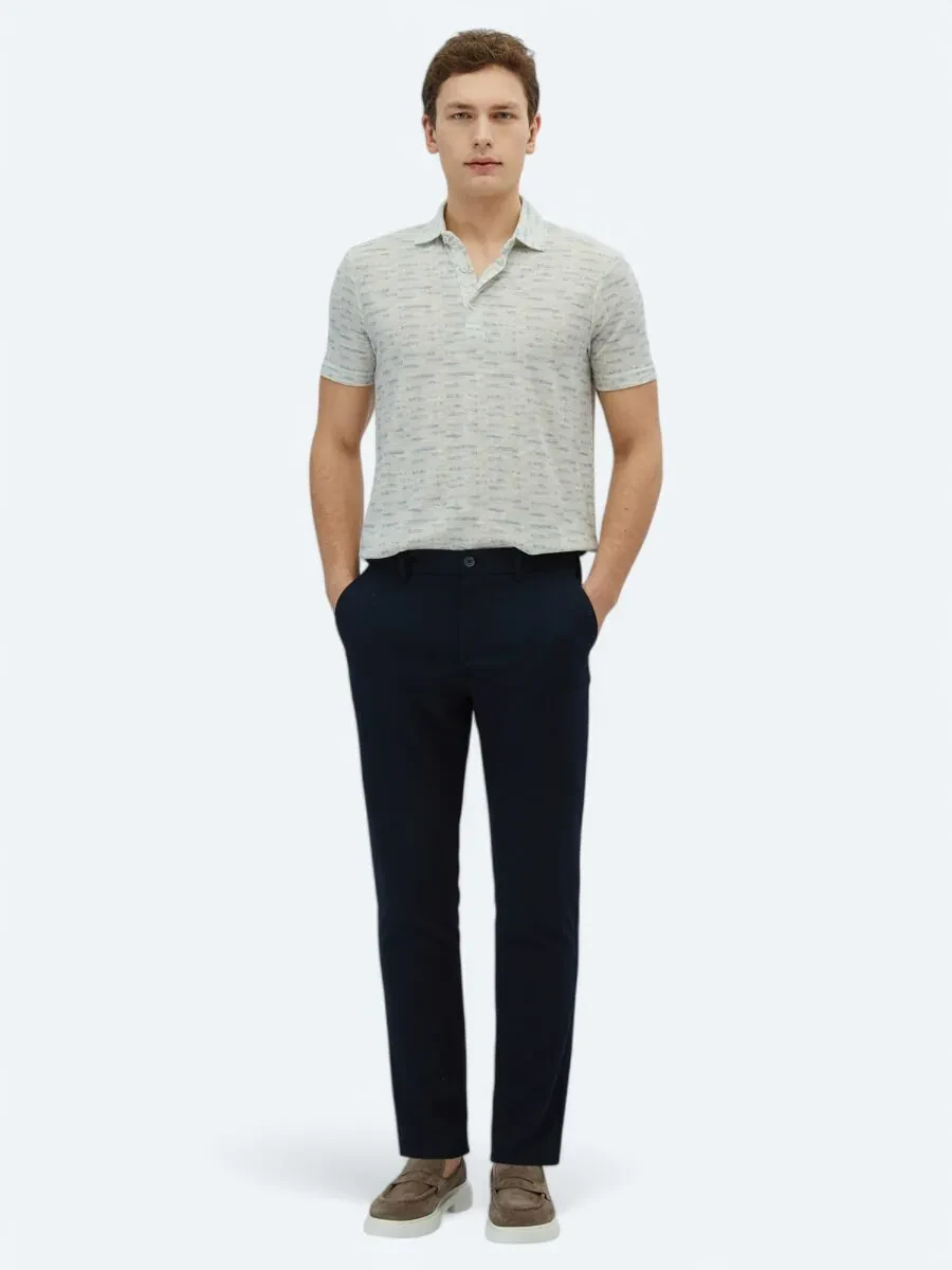 Stone Printed Polo Neck Cotton Blended T-Shirt - 2