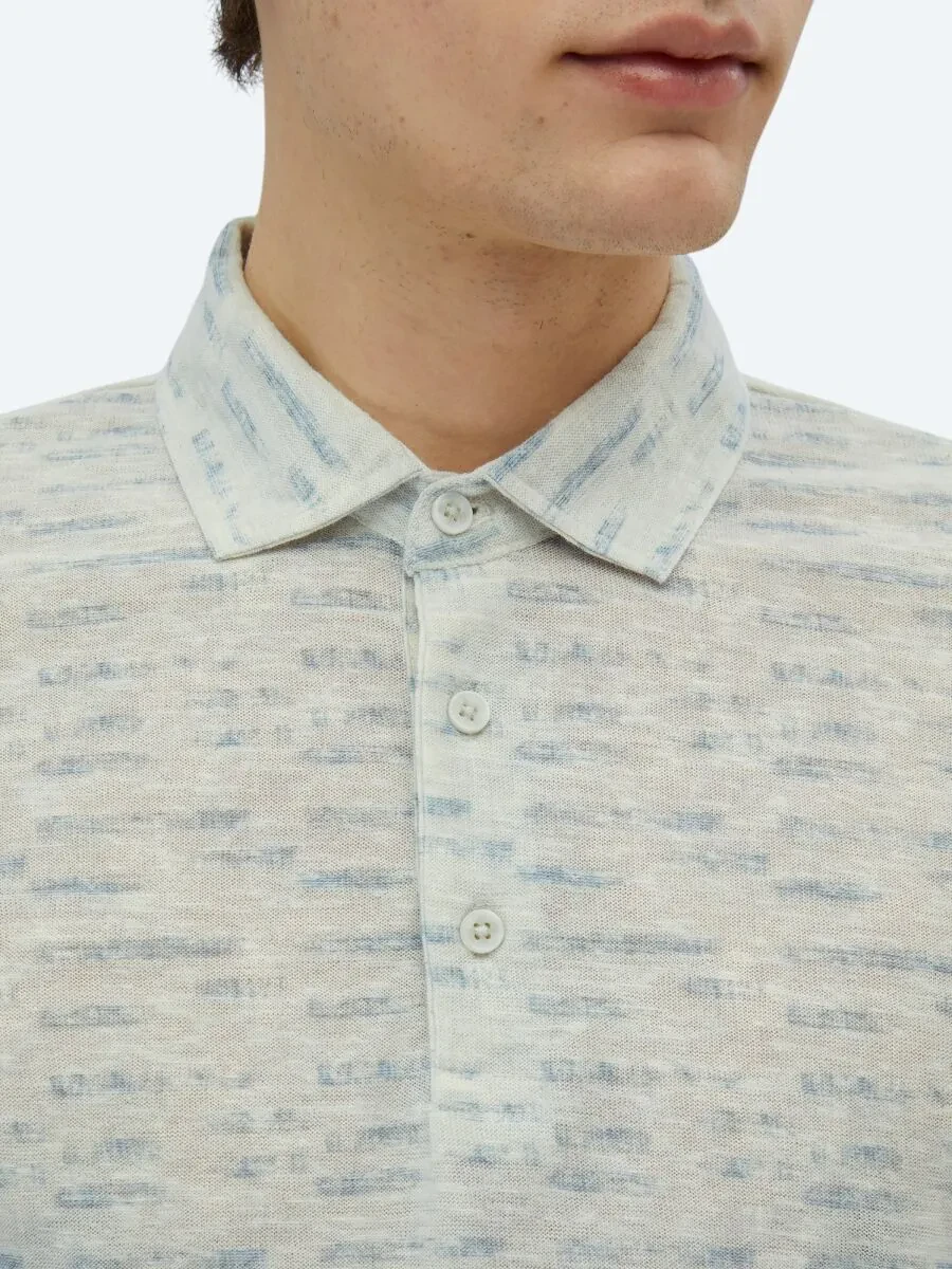Stone Printed Polo Neck Cotton Blended T-Shirt - 4