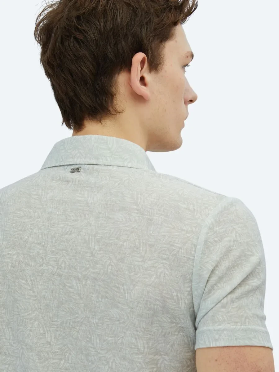 Stone Printed Polo Neck Cotton Blended T-Shirt - 5