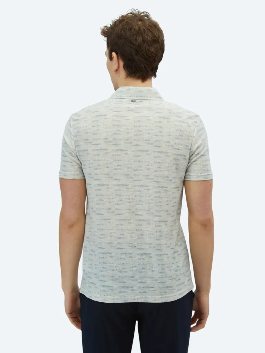 Stone Printed Polo Neck Cotton Blended T-Shirt - 6