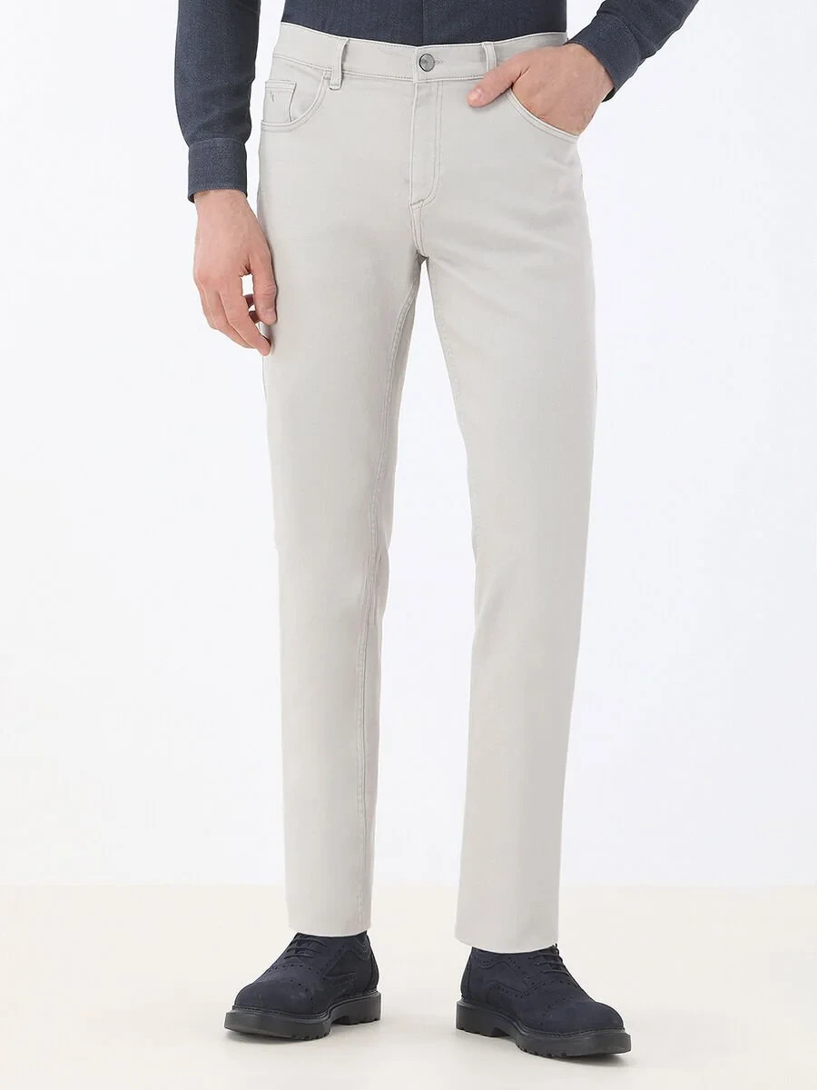 Stone Slim Fit Denim Cotton Blended Trousers - 1