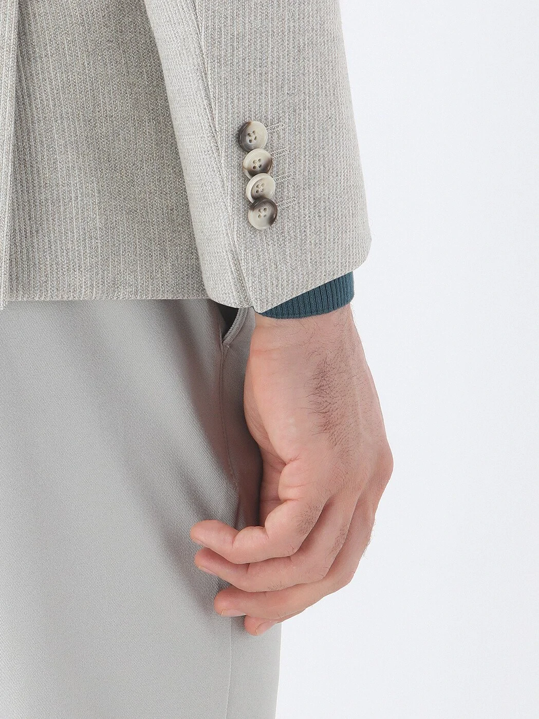 Stone Striped Modern Fit Wool Blended Jacket - 4